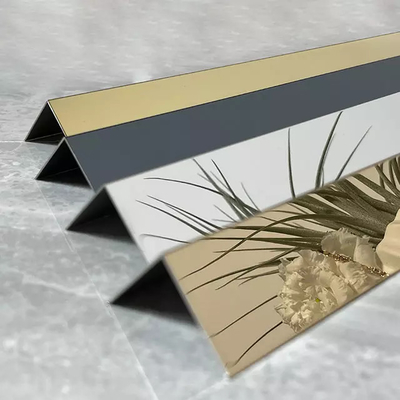 Golden Mirror L Shape Stair Tile Trim Stainless Steel Metal Tile Profile