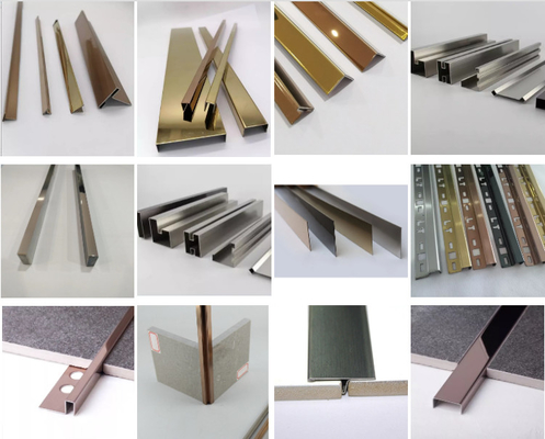 3048mm Length Mirror Gold Silver Tile Trim U Shape Wave Plate Decorative Profile