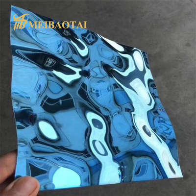 Four Feet Blue Gold Mirror Decorate Water Wave Stainless Steel Plate