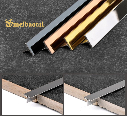 Hairline Stainless Steel Corner Tile Trim  20mm Width 2048mm Length