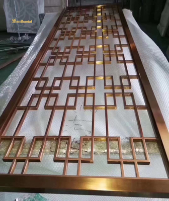 Rose Gold  SS201 Steel Frame Room Divider EN Standard PVD Coating