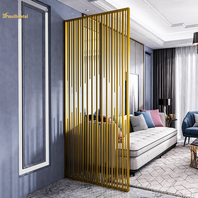 Golden Hairline Color Stainless Steel Room Divider In Partition Panel ASTM