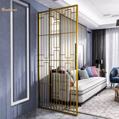 Golden Hairline Color Stainless Steel Room Divider In Partition Panel ASTM