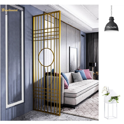 Golden Hairline Color Stainless Steel Room Divider In Partition Panel ASTM