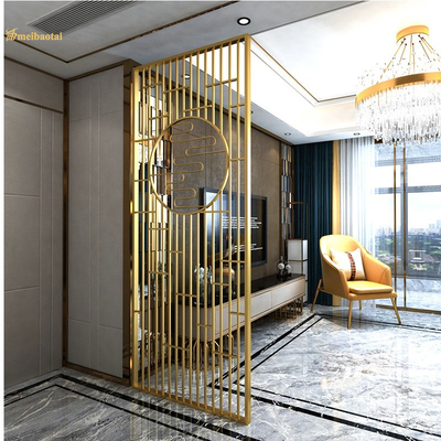Golden Hairline Color Stainless Steel Room Divider In Partition Panel ASTM