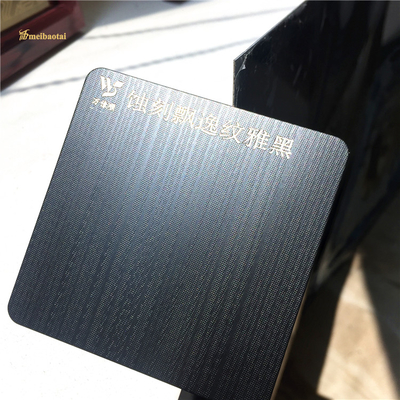 4*8FT Elegant Lines Etched Stainless Steel Sheet Black Pattern Oem