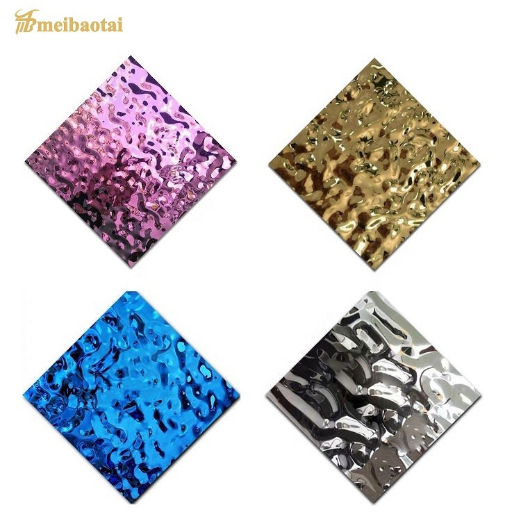 SS304 201 Lustrzany kolor wody Ripple Blacha dekoracyjna ze stali nierdzewnej 4 * 8 stóp