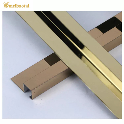Rose Gold Mirror Tile Trim ze stali nierdzewnej Dostosowany profil Udekoruj ścianę