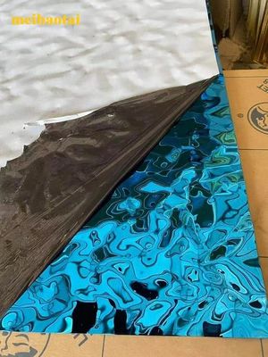 Dobra cena Ss304 201 Płytka ze stali nierdzewnej Niebieskie lusterko Wodny płytka falista Płytka dekoracyjna w Internecie