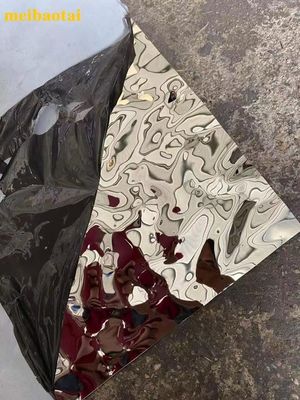 Dobra cena Szampana Złoto Niebieskie Lustro Wodne Kręgosłupie Nierdzewne Płyty Stalowe Dekoracja ściany Sufit biurowy w Internecie