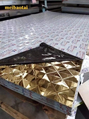 Złoto lustro Diament wygrawerowany blachę ze stali nierdzewnej wzór kwadratowy