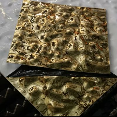 S304 stal nierdzewna 201, złote lustro, arkusz z efektem wody, dekoracja ścienna