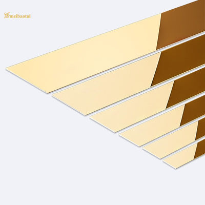 0.55mm grubość SS304 lustrzane płytki ze stali nierdzewnej z złotą powłoką PVD do ścian i podłogi